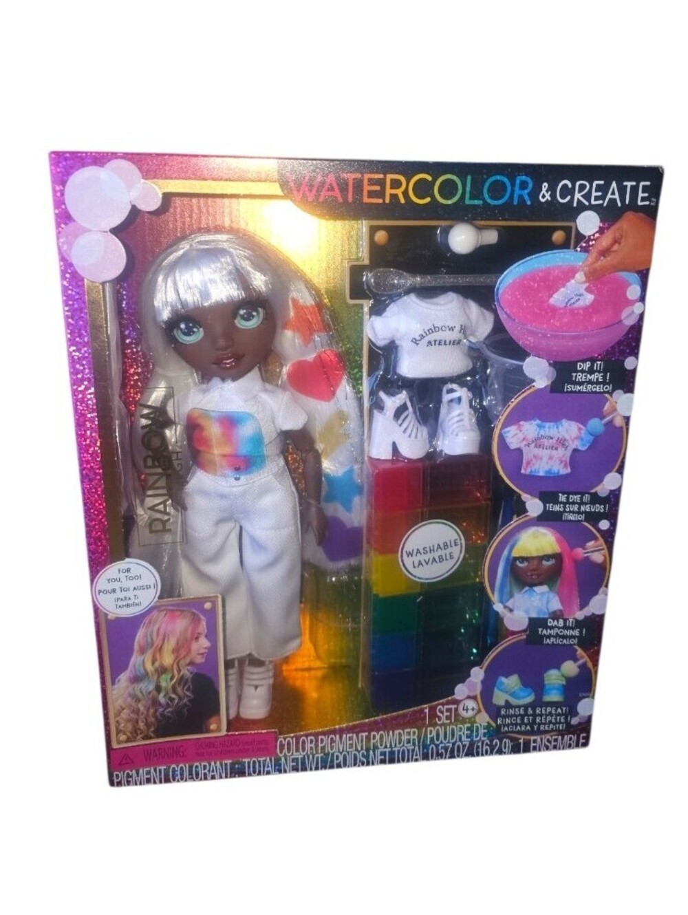 Rainbow High Watercolor & Create Fashion Doll DIY Tie Dye Kit Green Eyes NEW